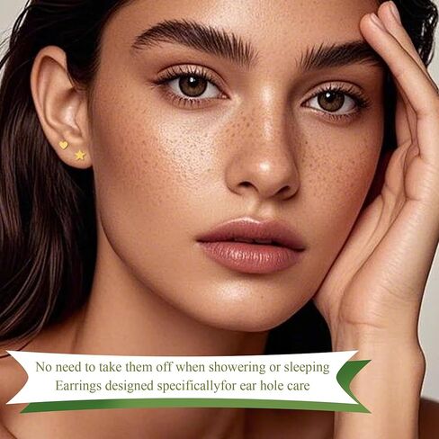 مجموعة أقراط ذهبية مسطحة الظهر، 9 أزواج من أقراط الغضروف الخلفية اللولبية للنساء والرجال، مجموعة أقراط صغيرة مضادة للحساسية، تصميمات قرص كرة على شكل قلب قمر، 3 مم 4 مم 5 مم in Kuwait