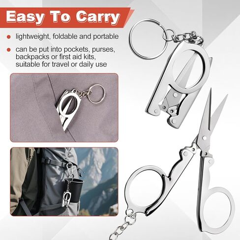 SPEEDWOX 4 Pcs Stainless Steel Folding Scissors Portable Pocket Foldable Travel Scissors with Keychain and Case Tiny Mini Craft Cutters for Home, Travel, Camping & Outdoor Activities (Silver) in Saudi Arabia