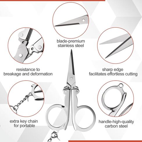 SPEEDWOX 4 Pcs Stainless Steel Folding Scissors Portable Pocket Foldable Travel Scissors with Keychain and Case Tiny Mini Craft Cutters for Home, Travel, Camping & Outdoor Activities (Silver) in Saudi Arabia