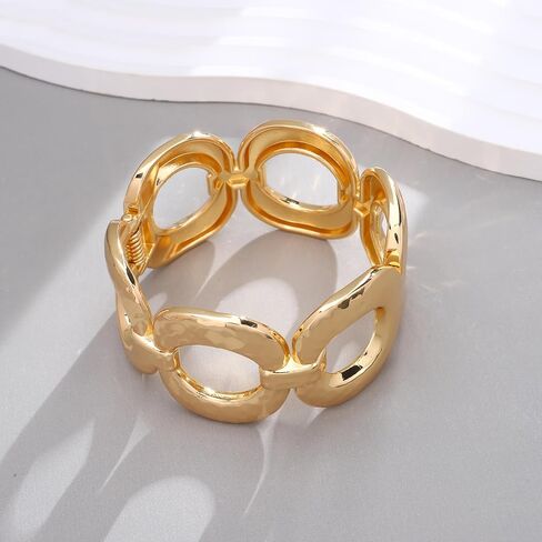 Chunky Gold Bracelet for Women - Bold Bangle and Statement Adjustable Bracelet, Modern Chunky Jewelry Collection in Kuwait