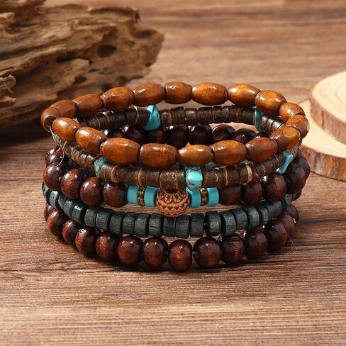 5Pcs Western Turquoise Bracelet for Women Cowgirl Cowboy Western Bohemian Ethnic Tribal Jewelry Adjustable Boho Beaded Wrist Bracelet Stack Oufits in Saudi Arabia