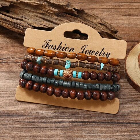 5Pcs Western Turquoise Bracelet for Women Cowgirl Cowboy Western Bohemian Ethnic Tribal Jewelry Adjustable Boho Beaded Wrist Bracelet Stack Oufits in Saudi Arabia