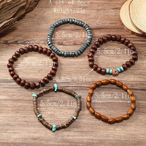 5Pcs Western Turquoise Bracelet for Women Cowgirl Cowboy Western Bohemian Ethnic Tribal Jewelry Adjustable Boho Beaded Wrist Bracelet Stack Oufits in Saudi Arabia