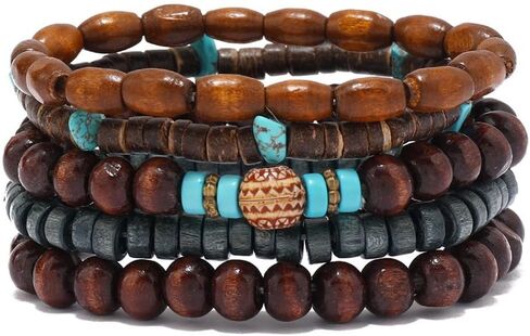 5Pcs Western Turquoise Bracelet for Women Cowgirl Cowboy Western Bohemian Ethnic Tribal Jewelry Adjustable Boho Beaded Wrist Bracelet Stack Oufits in Saudi Arabia