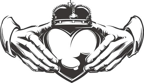 EW Designs Magnet Claddagh Two Hands Holding Heart with Crown Icon Magnetic Vinyl Magnet Bumper Sticker (8" Wide) in Saudi Arabia
