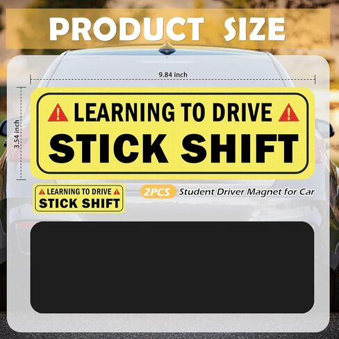 Student Driver Magnet for Car May Roll Back,Reflective Learning to Drive Stick Shift Magnets for Cars,Reusable New Driver Magnet for New Manual Transmission Drivers in Kuwait
