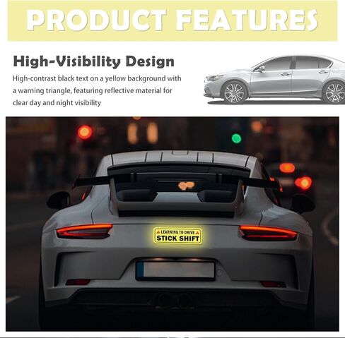 Student Driver Magnet for Car May Roll Back,Reflective Learning to Drive Stick Shift Magnets for Cars,Reusable New Driver Magnet for New Manual Transmission Drivers in Kuwait