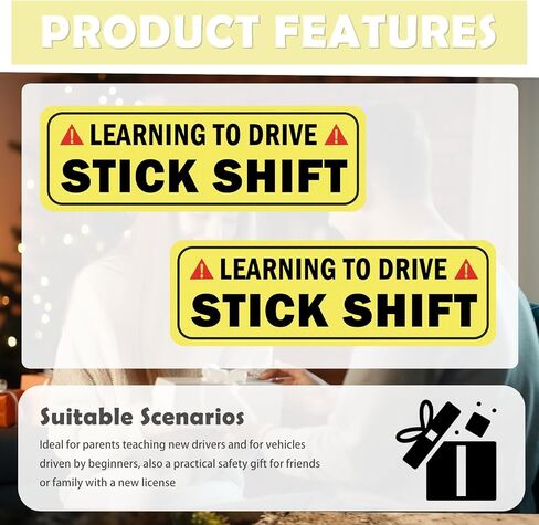 Student Driver Magnet for Car May Roll Back,Reflective Learning to Drive Stick Shift Magnets for Cars,Reusable New Driver Magnet for New Manual Transmission Drivers in Kuwait