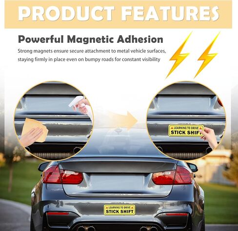 Student Driver Magnet for Car May Roll Back,Reflective Learning to Drive Stick Shift Magnets for Cars,Reusable New Driver Magnet for New Manual Transmission Drivers in Kuwait
