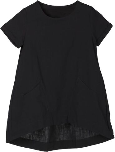 سترة نسائية من Mallimoda تونيك علوية من القطن والكتان بأكمام قصيرة، وبلوزة كاجوال مع جيوب in Kuwait