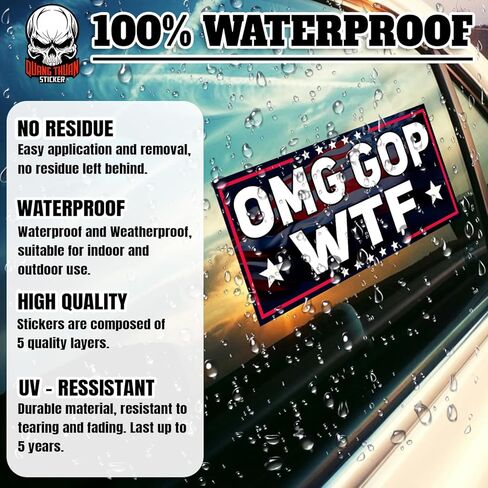 OMG GOP WTF | Bumper Sticker or Car Magnet | Anti Felon Democracy Progressive Liberal Feminist Magnetic Bumper Sticker for Cars [7.5x3.75] in Saudi Arabia