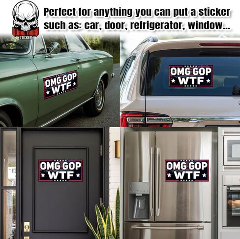 OMG GOP WTF | Bumper Sticker or Car Magnet | Anti Felon Democracy Progressive Liberal Feminist Magnetic Bumper Sticker for Cars [7.5x3.75] in Saudi Arabia