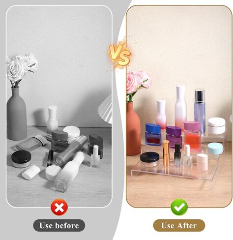 6 قطع من حاملات العرض الأكريليك، 12 بوصة من حاملات الأكريليك الكبيرة، سميكة حتى 4 مم، رف عرض مستطيل شفاف للمقتنيات، حوامل عرض متدرجة لعرض الأشكال، الكب كيك، العطور، المجوهرات، الألعاب in Kuwait