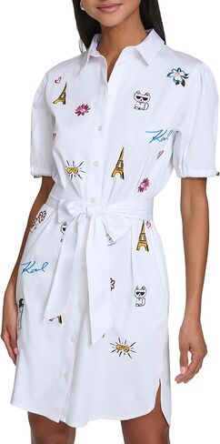 Karl Lagerfeld Women's Poplin Shirt Dress with Tie Waist in Saudi Arabia