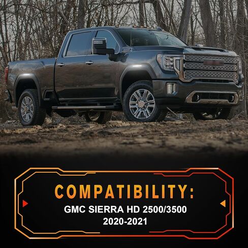 مصابيح LED للعلامات الجانبية لـ 2020-2023 GMC Sierra 2500HD 3500HD w/XStyle Light Beam [في انتظار براءة اختراع]، مصابيح تحديد المصد الأمامي والخلفي، عدسة شفافة بيضاء خفيفة 4 قطع in Kuwait