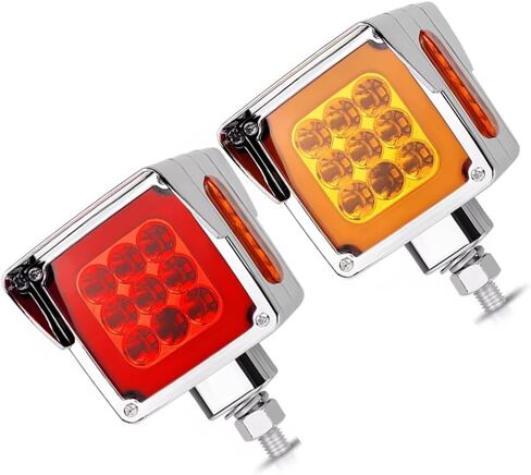 أضواء إشارة الانعطاف LED، 12 فولت - 24 فولت تيار مستمر وجهين مربعين مع فلاش LED لوقوف السيارات، ضوء علامة جانبية، متوافق مع الشاحنات والمقطورات والشاحنات RVs، حزمة من 2 (أحمر + كهرمان) in Saudi Arabia