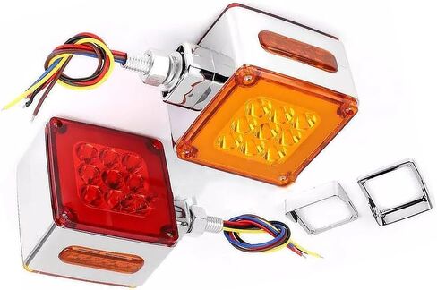أضواء إشارة الانعطاف LED، 12 فولت - 24 فولت تيار مستمر وجهين مربعين مع فلاش LED لوقوف السيارات، ضوء علامة جانبية، متوافق مع الشاحنات والمقطورات والشاحنات RVs، حزمة من 2 (أحمر + كهرمان) in Saudi Arabia