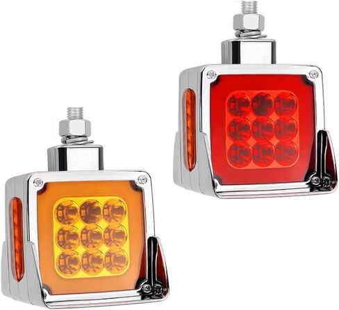 أضواء إشارة الانعطاف LED، 12 فولت - 24 فولت تيار مستمر وجهين مربعين مع فلاش LED لوقوف السيارات، ضوء علامة جانبية، متوافق مع الشاحنات والمقطورات والشاحنات RVs، حزمة من 2 (أحمر + كهرمان) in Saudi Arabia