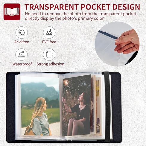 ألبوم صور صغير مقاس 5 × 7 بوصة، ألبومات صور بغطاء من جلد البولي يوريثان مع جيوب داخلية شفافة، تصميم شريط مطاطي للحيوانات الأليفة في الذكرى السنوية العائلية لحفلات الزفاف، فراولة وردية in Kuwait