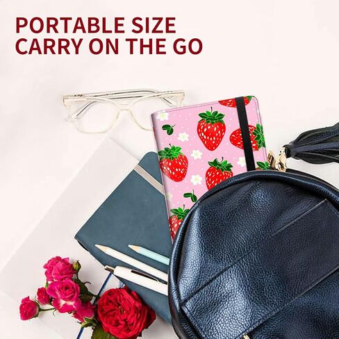 ألبوم صور صغير مقاس 5 × 7 بوصة، ألبومات صور بغطاء من جلد البولي يوريثان مع جيوب داخلية شفافة، تصميم شريط مطاطي للحيوانات الأليفة في الذكرى السنوية العائلية لحفلات الزفاف، فراولة وردية in Kuwait