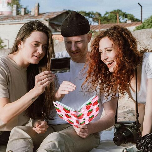 ألبوم صور صغير مقاس 5 × 7 بوصة، ألبومات صور بغطاء من جلد البولي يوريثان مع جيوب داخلية شفافة، تصميم شريط مطاطي للحيوانات الأليفة في الذكرى السنوية العائلية لحفلات الزفاف، فراولة وردية in Kuwait