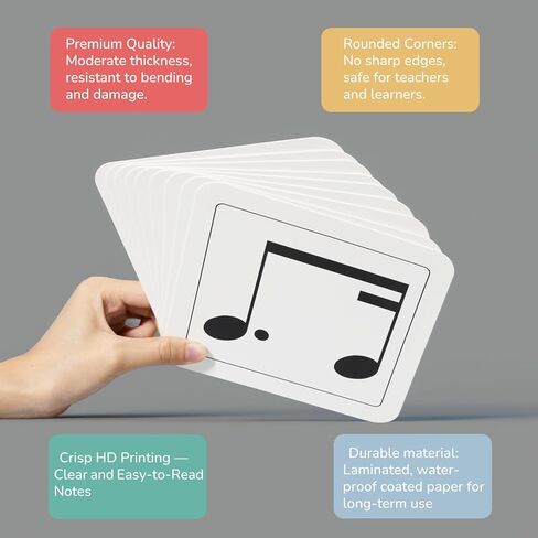 96 حزمة من بطاقات تدوين طاقم الموسيقى، مربعة مغلفة مقاس 6 بوصات، 24 نمطًا إيقاعيًا للمبتدئين، وممارسة الموسيقى، والأنشطة الجماعية in Kuwait