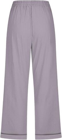 Anjikang Womens Capris for Summer Plus Size Lightweight Linen Capri Pants High Waisted Wide Leg Cropped Pants with Pockets in Saudi Arabia