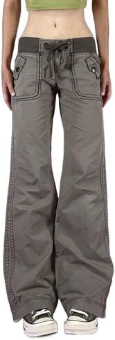 النساء Y2K السراويل مقلمة منخفضة الارتفاع خمر مضيئة السراويل الشارع الشهير سليم صالح Bootcut السراويل غير رسمية in Kuwait