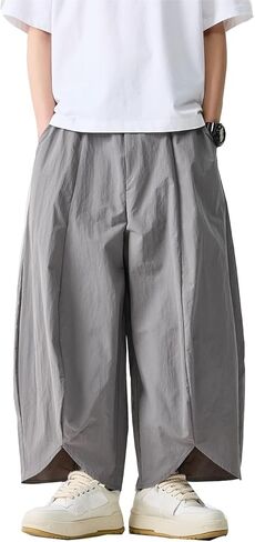Seidarise Men's Cargo Drop Crotch Wide Leg Baggy Harem Pants Japanese Yoga in Kuwait