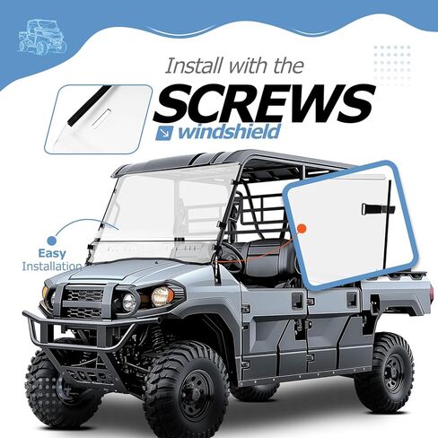 HECASA 3-IN-1 Flip Front Windshield Compatible with Kawasaki Mule Pro FXT Plastic(PC) Vented Windscreen Clear in Saudi Arabia