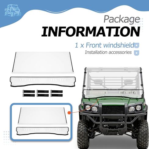 HECASA 3-IN-1 Flip Front Windshield Compatible with Kawasaki Mule Pro FXT Plastic(PC) Vented Windscreen Clear in Saudi Arabia