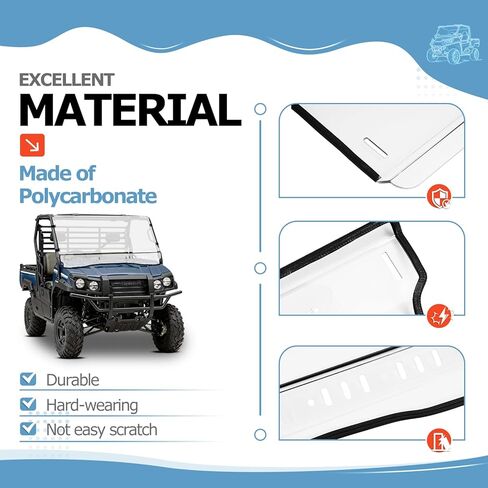HECASA 3-IN-1 Flip Front Windshield Compatible with Kawasaki Mule Pro FXT Plastic(PC) Vented Windscreen Clear in Saudi Arabia