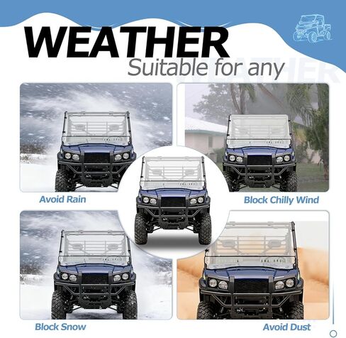 HECASA 3-IN-1 Flip Front Windshield Compatible with Kawasaki Mule Pro FXT Plastic(PC) Vented Windscreen Clear in Saudi Arabia