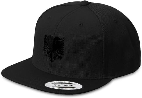 قبعة Snapback للرجال قبعات مسطحة الحواف النسر الألباني الأسود Shqip Ri Tirana Shqip قبعة مسطحة مطرزة in Saudi Arabia