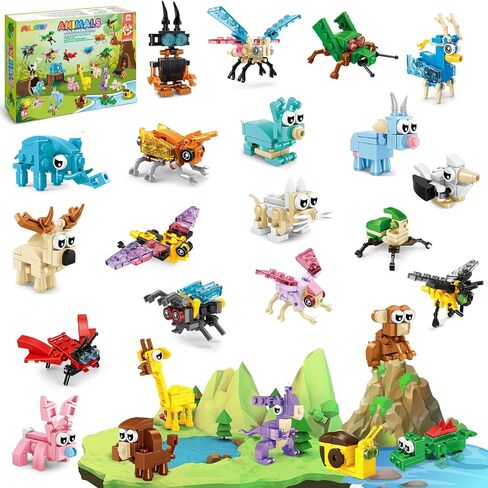 MOONTOY Party Favors for Kids, 24 Pack of 72 Models Animals Building Blocks Toy for Classroom Prizes Transformable Mini Building Set Party Favors for Christmas Birthday Gift for Boys Girls Ages 6-12+ in Kuwait