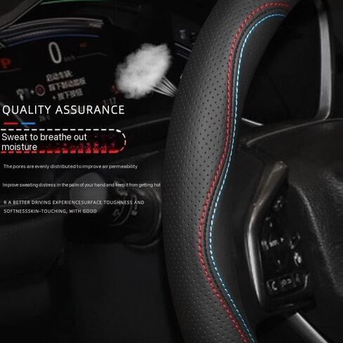 Car Steering Wheel Cover for Mitsubishi Eclipse Cross 2018-2021,Microfiber Leather Automotive Steering Wheel Protector Anti-Slip Breathable with Logo Emblem Car Interior Accessories in Saudi Arabia