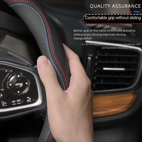 Car Steering Wheel Cover for Mitsubishi Eclipse Cross 2018-2021,Microfiber Leather Automotive Steering Wheel Protector Anti-Slip Breathable with Logo Emblem Car Interior Accessories in Saudi Arabia