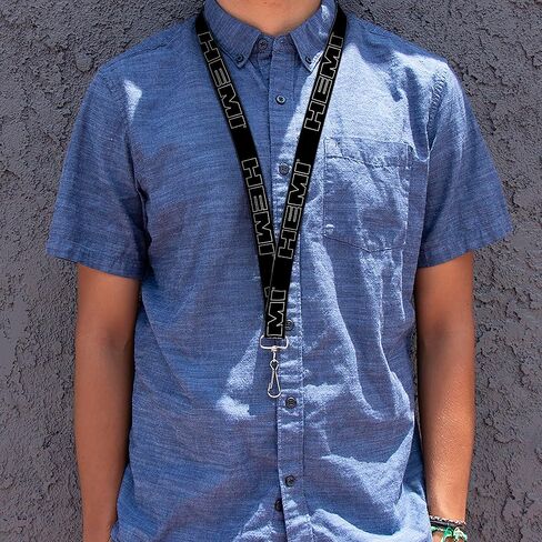 Buckle Down Lanyard-1.0"-Hemi Bold Outline Black/White in Saudi Arabia