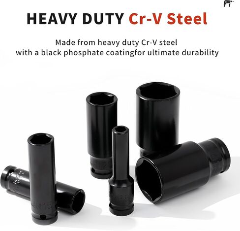 20 PCS 1/2-Inch Drive Deep Impact Socket Set, CR-V, 6 Point, 8mm to 32mm, Metric, Deep in Saudi Arabia
