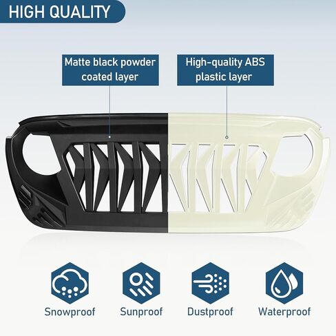 Hooke Road JL Grill Matte Black Replacement Front Shark Grille w/LED Lights Compatible with 2018-2026 Jeep Wrangler JL & Gladiator JT in Saudi Arabia