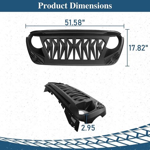 Hooke Road JL Grill Matte Black Replacement Front Shark Grille w/LED Lights Compatible with 2018-2026 Jeep Wrangler JL & Gladiator JT in Saudi Arabia