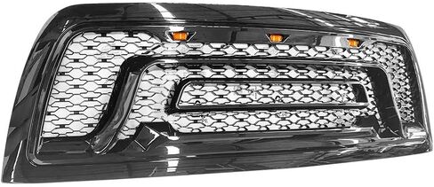 IKON MOTORSPORTS، شبكة متوافقة مع 2010-2018 دودج رام 2500 3500، غطاء شبكة أمامية ABS أسود لامع مع إشارة، 2011 2012 2013 2014 2015 2016 2017 in Kuwait