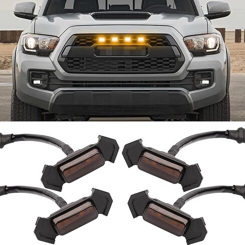 4Pcs LED Grille Lights Waterproof Amber LED Front Grille Lamp for Toyotaa Grille Light 2016-2019 Tacoma TRD Pro Grille with Wiring Harness Fuse Adapter… in Kuwait