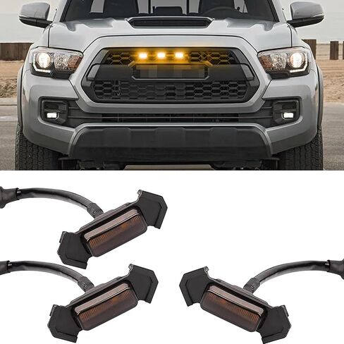 4Pcs LED Grille Lights Waterproof Amber LED Front Grille Lamp for Toyotaa Grille Light 2016-2019 Tacoma TRD Pro Grille with Wiring Harness Fuse Adapter… in Saudi Arabia