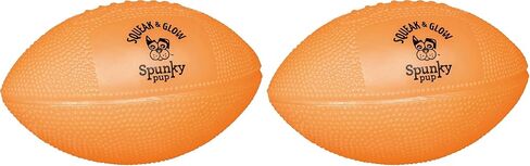 Spunky pup Squeak & Glow in the Dark Football Dog Toy | Non Toxic Day & Night Toss Footballs for Dogs | Indoor & Outdoor Active Fetch Play | Durable Waterproof & Floats | Assorted Colors in Kuwait