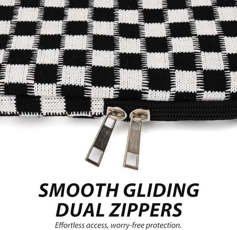 Puffy Laptop Sleeve 15-16 inch, Cute Knitted Protective Carrying Case for Women & Men, Compatible with MacBook Pro 16-Inch M4, 15.6 Inch Tablets Notebook (Checkered Black) in Saudi Arabia