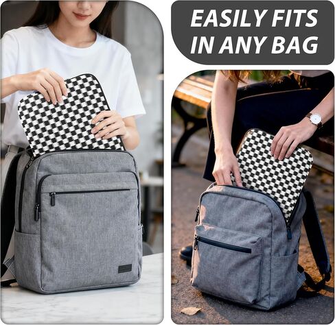 Puffy Laptop Sleeve 15-16 inch, Cute Knitted Protective Carrying Case for Women & Men, Compatible with MacBook Pro 16-Inch M4, 15.6 Inch Tablets Notebook (Checkered Black) in Saudi Arabia