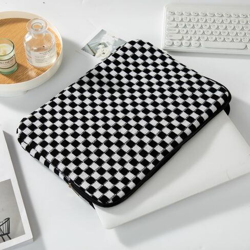 Puffy Laptop Sleeve 15-16 inch, Cute Knitted Protective Carrying Case for Women & Men, Compatible with MacBook Pro 16-Inch M4, 15.6 Inch Tablets Notebook (Checkered Black) in Saudi Arabia