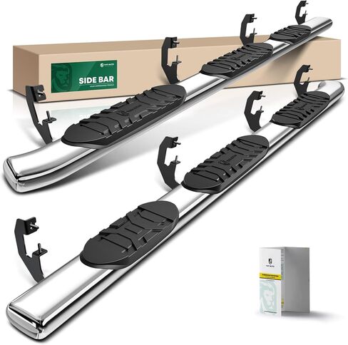 YHTAUTO 5 Inch Running Boards Side Steps Fit 2009-2026 Dodge Ram 1500 2500 3500 4500 5500, Crew Cab, 8' Long Bed Tailgate, Oval Bent Ends Stainless Steel Polished Chrome, Truck Cab Side Step Rails in Saudi Arabia