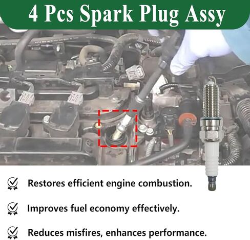 18849-11070/1884911070 Spark Plug Set of 4 – Exact Fit for Hyundai Elantra/Sonata/Tucson & Kia Forte/Sorento/K5, Direct NGK SILZKR7E11 Replacement, OEM Performance, Easy Installation in Saudi Arabia